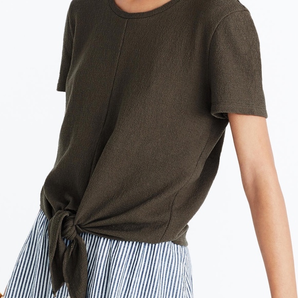 Madewell Modern Tie Front Tee - NWT, black, XS - Picture 3 of 3